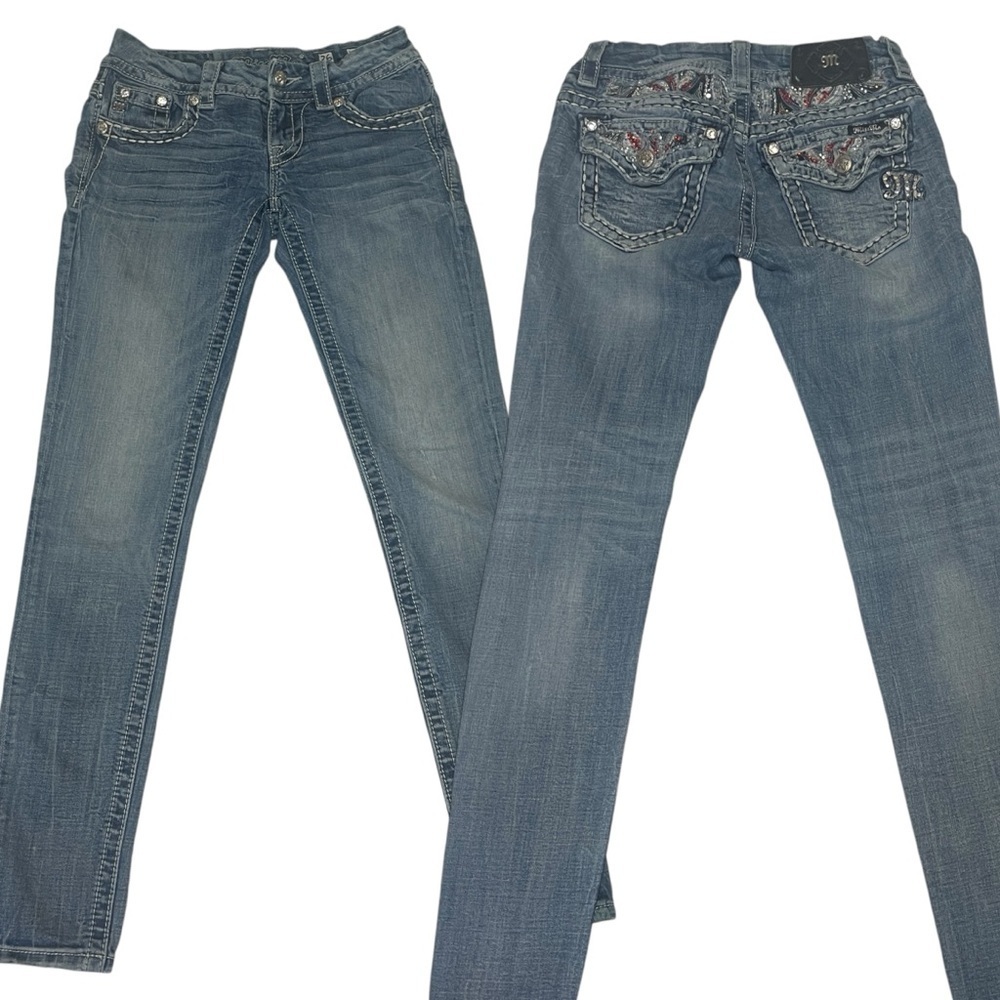 Miss Me Signature Rise Skinny Embellished Rhinestone Denim Jean Women 26